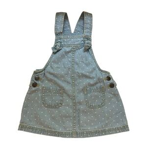 2/$15 Isaac Mizrahi 24m Denim Jean Overall Dress polka dots